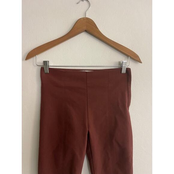 MM Lafleur 2 Pant Cigarette Foster Pants Power Stretch Seamed Side Zipper Brown - Picture 4 of 9